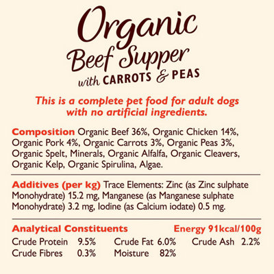 Lily's Kitchen Organic Beef Supper - Grain Free Adult Dog Wet Food, 11x150g