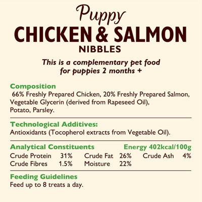 Lily's Kitchen Puppy Chicken and Salmon Nibbles Grain-Free Dog Treats, 8 x 70g