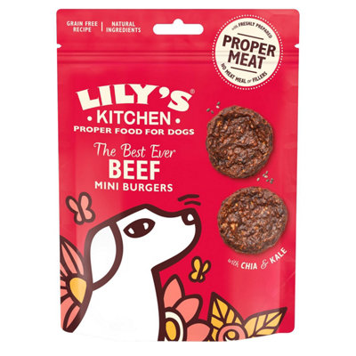 Lily's Kitchen The Best Ever Mini Beef Burgers Grain Free Dog Treats, 8 x 70g