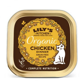 Lily's Kitchen Wet Cat Tray Organic Chicken Dinner 85g (Pack of 19)