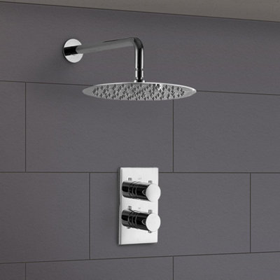 Lily Thin Concealed 2 Dial 1 Way Thermostatic Shower Mixer - 6