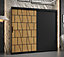 Lima Contemporary 2 Sliding Door Wardrobe 9 Shelves 2 Rails Black Matt and Oak Decor (H)2000mm (W)2000mm (D)620mm