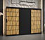 Lima Contemporary 3 Sliding Door Wardrobe 9 Shelves 2 Rails Black Matt and Oak Decor (H)2000mm (W)2500mm (D)620mm