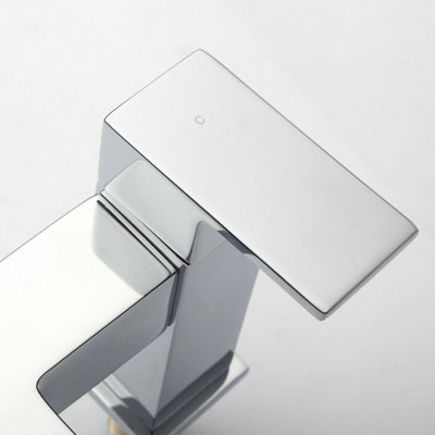 Lima Cube Bath Shower Mixer & Shower Handset Chrome - 3