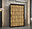Lima I Contemporary 2 Sliding Door Wardrobe 5 Shelves 2 Rails Black Matt and Oak Decor (H)2000mm (W)1200mm (D)620mm
