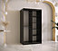 Lima II Contemporary Mirrored 2 Sliding Door Wardrobe 5 Shelves 2 Rails Black Matt and Oak Decor (H)2000mm (W)1000mm (D)620mm
