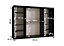 Lima II Contemporary Mirrored 3 Sliding Door Wardrobe 9 Shelves 2 Rails Black Matt and Oak Decor (H)2000mm (W)2500mm (D)620mm