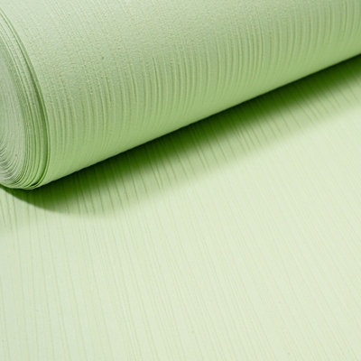 Lime Green Textured Wallpaper Plain Stripes Non-Woven Vinyl Paste The Wall