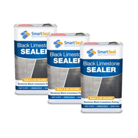 Limestone Sealer Black, Slate Sealer, (Smartseal), Protect, Enhance and Restore Natural Stone Patio, Ultra-Durable Solvent, 3 x 5L
