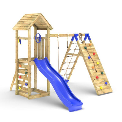 Limited Edition Rebo Wooden Climbing Frame with Swing and Up & over ...