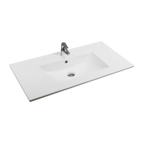 Limoge 4001A Ceramic 91cm Thin-Edge Inset Basin with Scooped Bowl