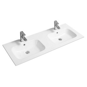 Limoge 4010 Ceramic 121cm Thin-Edge Double Inset Basin with Oval Bowl