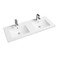 Limoge 5001 Ceramic 121cm Mid-Edge Double Inset Basin with Scooped Bowl