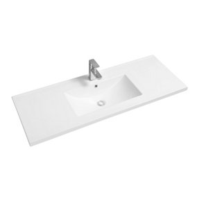 Limoge 5001 Ceramic 121cm Mid-Edge Inset Basin with Scooped Bowl