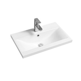 Limoge 5004 Ceramic 61cm Mid-Edge Inset Basin with Dipped Bowl