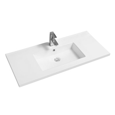 Limoge 5012 Ceramic 101cm Mid-Edge Inset Basin with Rectangular Bowl