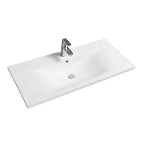 Limoge 5089 Ceramic 101cm Thin-Edge Inset Basin with Dipped Bowl