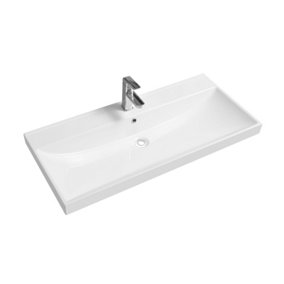 Limoge 5409 Ceramic 100.5cm Thick-Edge Inset Basin with Scooped Full Bowl