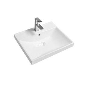 Limoge 5409 Ceramic 51cm Thick-Edge Inset Basin with Scooped Full Bowl