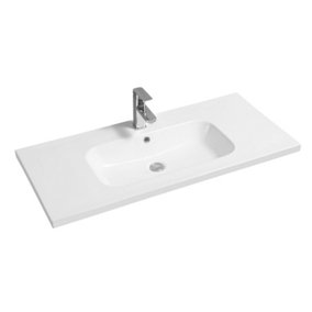 Limoge 5414 Ceramic 101cm Mid-Edge Inset Basin with Oval Bowl