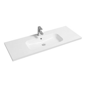 Limoge 5414 Ceramic 121cm Mid-Edge Inset Basin with Oval Bowl