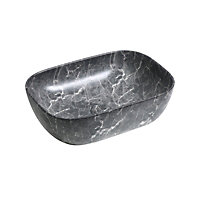 Limoge 7840 Ceramic Oblong Countertop Basin in Black Marble Effect