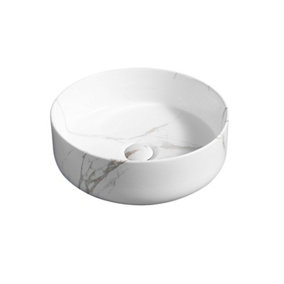 Limoge 7844 Ceramic Vert Round Countertop Basin in Marble Effect
