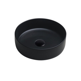 Limoge 7844 Ceramic Vert Round Countertop Basin in Matte Black