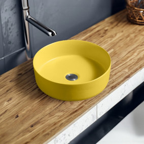 Limoge 7844 Ceramic Vert Round Countertop Basin in Yellow
