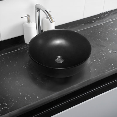 Limoge Black Ceramic Rounded Countertop Basin | DIY at B&Q