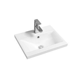 Limoge Mid-Edge 5004 Ceramic 51cm Narrow Inset Basin with Dipped Bowl