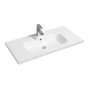 Limoge Mid-Edge 5414 Ceramic 81cm Inset Basin with Oval Bowl