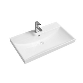 Limoge Thick-Edge 5409 Ceramic 80.5cm Inset Basin with Scooped Full Bowl