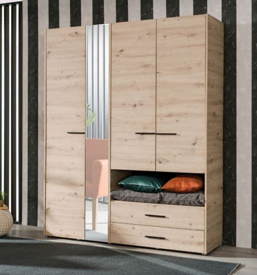 Limone Grey Oak 4 Door Wardrobe