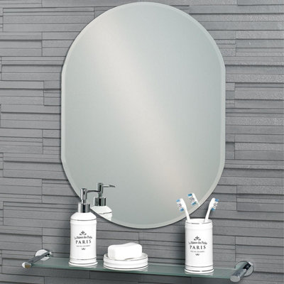 Lincoln Oval Wall Mounted Frameless Bevelled Edge Bathroom Mirror 60 x 45cm