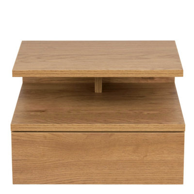 Lincoln Wild Oak Effect Floating Bedside Table 1 Drawer Open Shelf