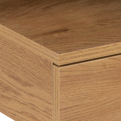 Lincoln Wild Oak Effect Floating Bedside Table 1 Drawer Open Shelf
