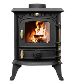 Lincsfire 4.5KW Multifuel Stove Heating Fireplace Cast Iron Defra Approved Eco Design