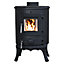 Lincsfire Black Wood Burning Stove Cast Iron Woodburner Fireplace 5KW Defra Eco Design