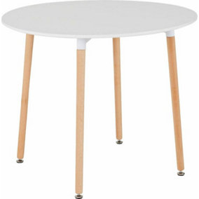 Lindon Dining Table - L90 x W90 x H74.5 cm - White/Natural Oak