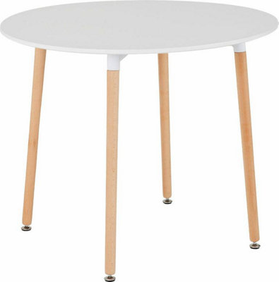 Lindon Round Dining Table in White and Natural Oak | DIY at B&Q