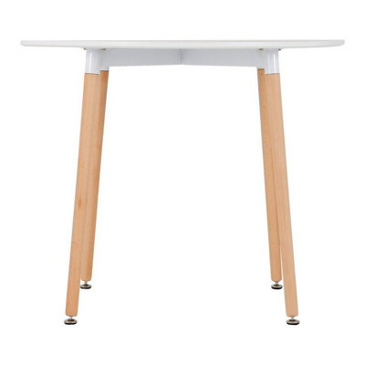 Lindon Round Dining Table in White and Natural Oak