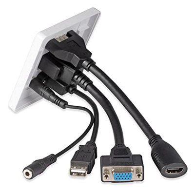 Lindy Multi AV Faceplate, Single Gang, HDMI, VGA, USB Type A, 3.5mm ...