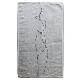 line art drawing of woman (Bath Towel) / Default Title