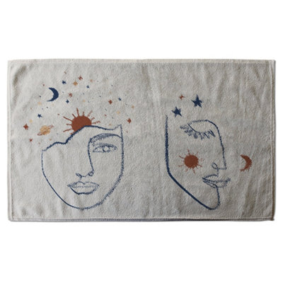 Line art Illustration with Mystical and Celestial elements like stars, moon, sun and planets (Bath Towel) / Default Title Price Comparisons | Compare The Build