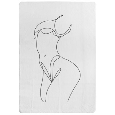 Line Art Of Femail Body Designer Special Soft Home Rug
