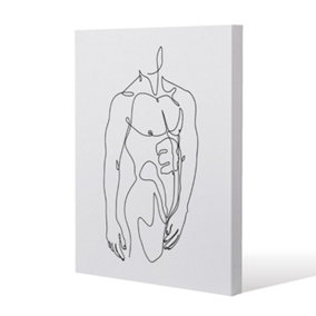line art of male body (Canvas Print) / 101 x 77 x 4cm