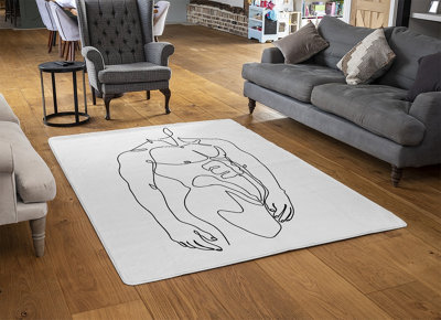 Line Art Of Male Body Designer Special Soft Home Rug