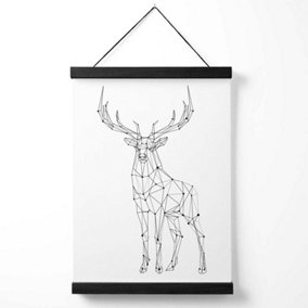 Line Art Stag Geometric Animal Medium Poster with Black Hanger