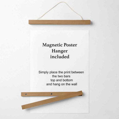 Line Art Stag Geometric Animal Medium Poster with Black Hanger
